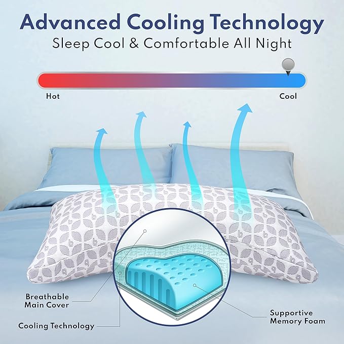 Memory Foam Cooling Bed Pillow - King