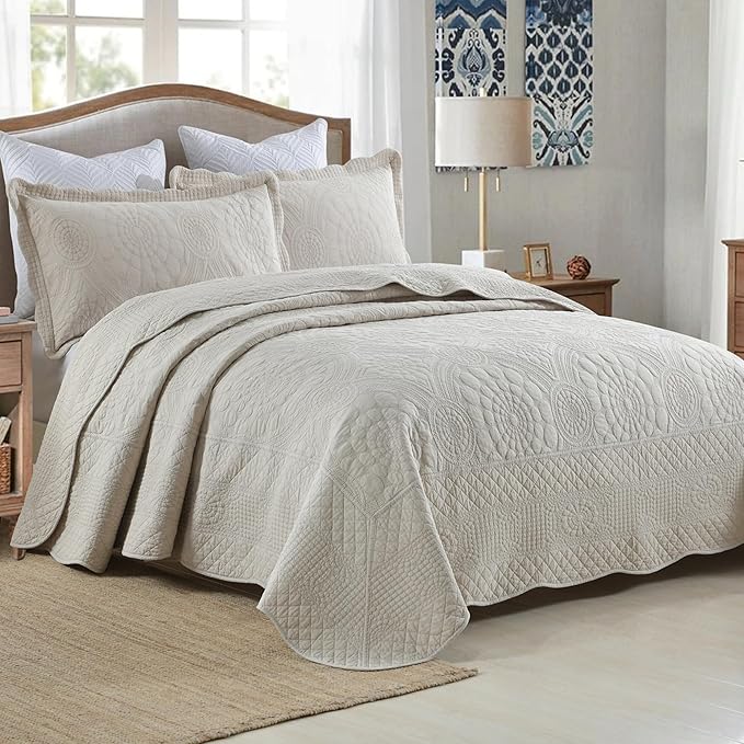 100% Cotton Quilt Set - King - 3 Piece