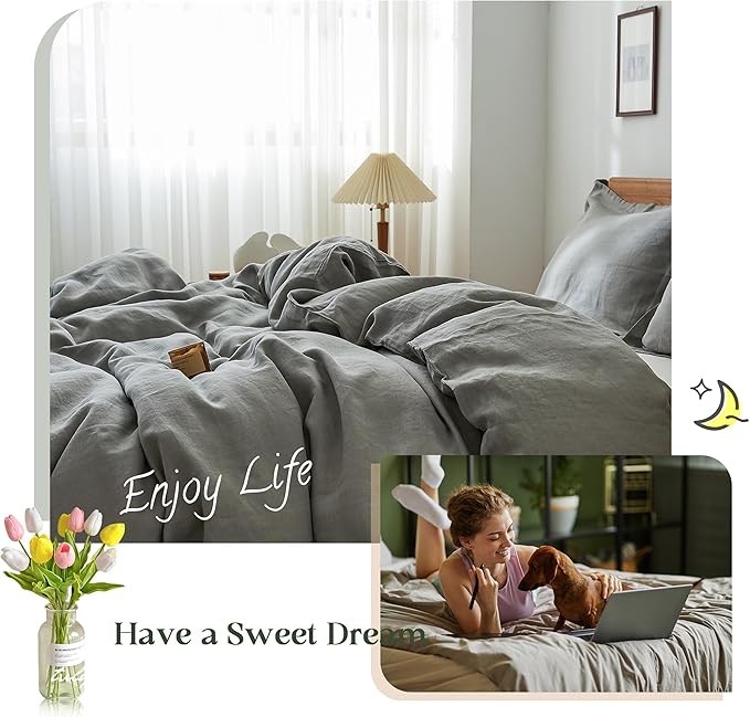 Linen Duvet Cover Set - Queen - 3 Piece