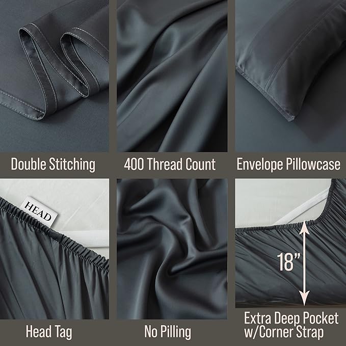 Bamboo Cooling Bed Sheet Set - Twin - 18 in Deep Pocket