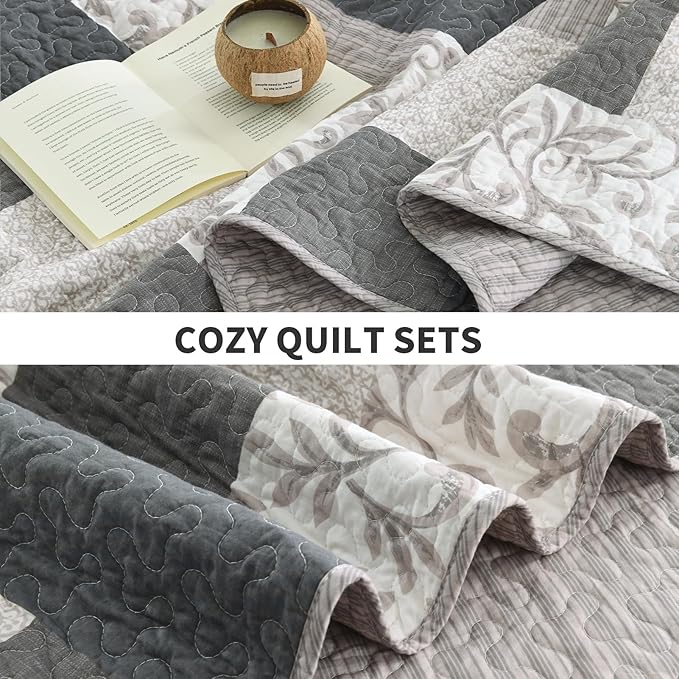 100% Cotton Quilt Set - King - 3 Piece