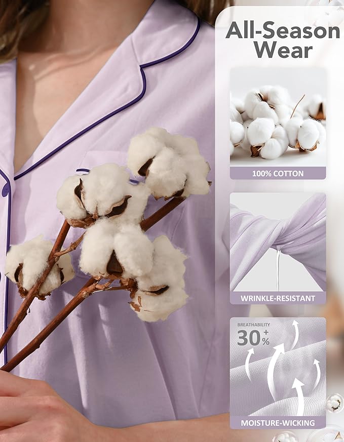 Women's 100% Cotton Pajama Set - 2 Piece