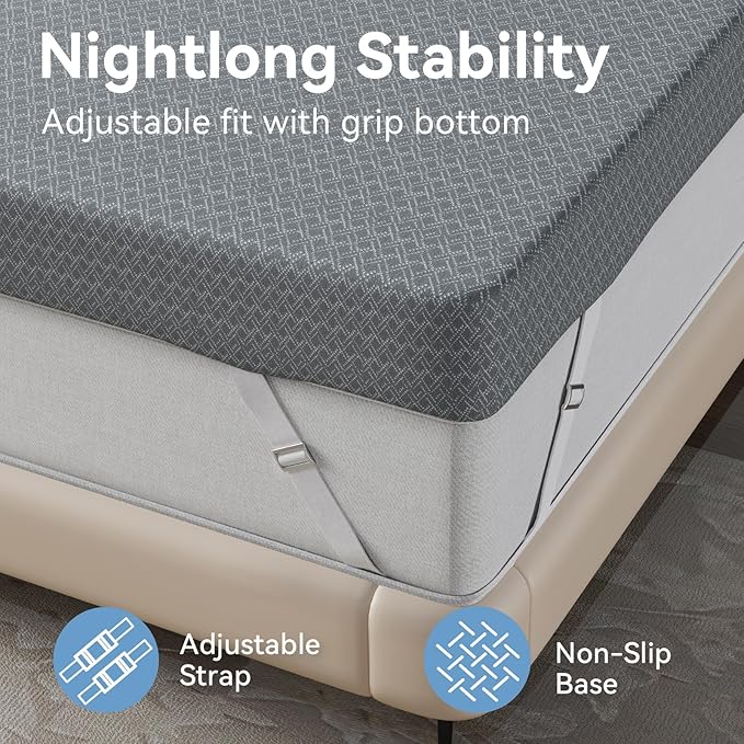 Memory Foam Cooling Mattress Topper - Queen