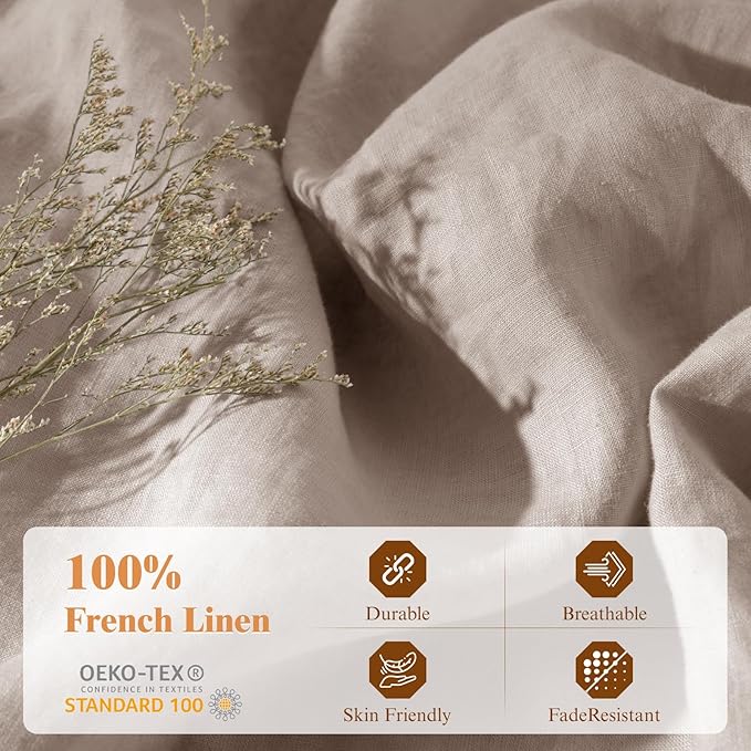 Linen Duvet Cover Set - California King - 3 Piece