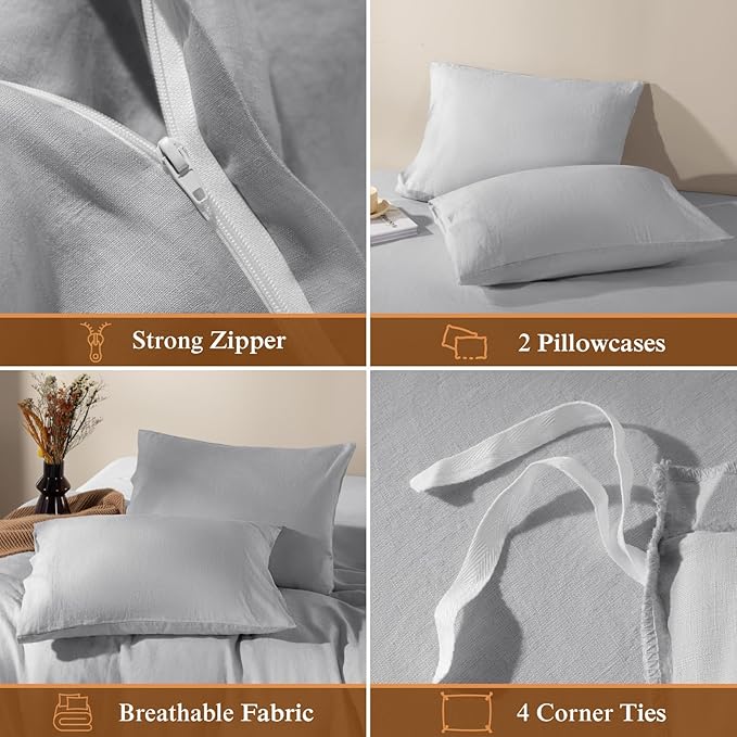 Linen Duvet Cover Set - King - 3 Piece