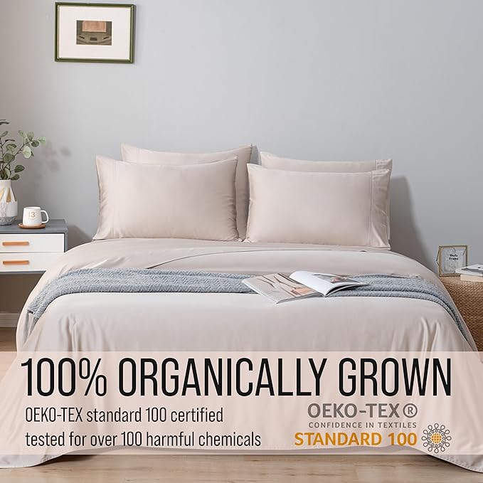 Bamboo Cooling Bed Sheet Set - King - 18 in Deep Pocket - 6 Piece