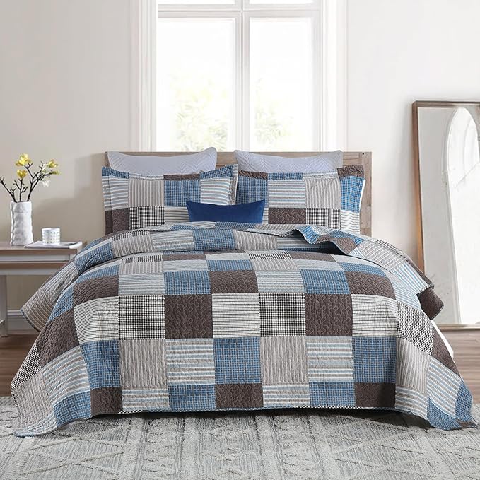 100% Cotton Quilt Set - King - 3 Piece
