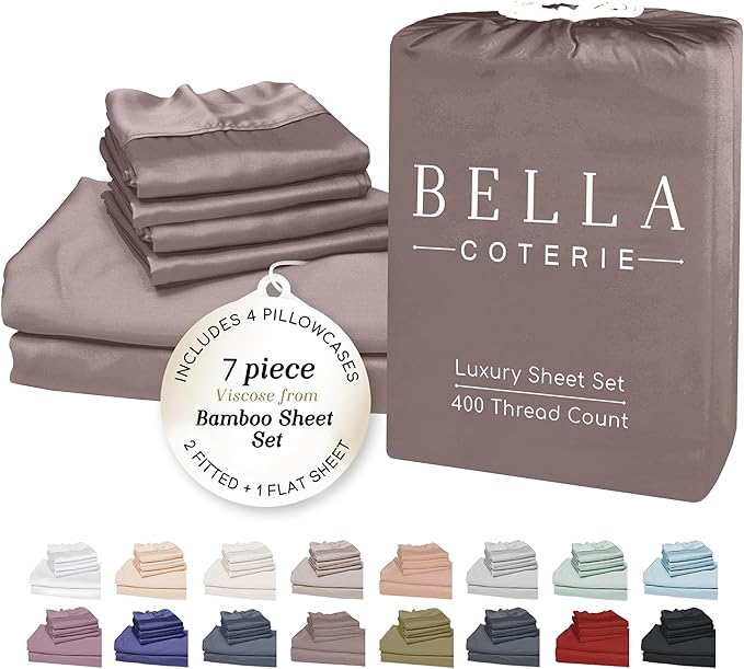Bamboo Cooling Bed Sheet Set - Split King - 7 Piece