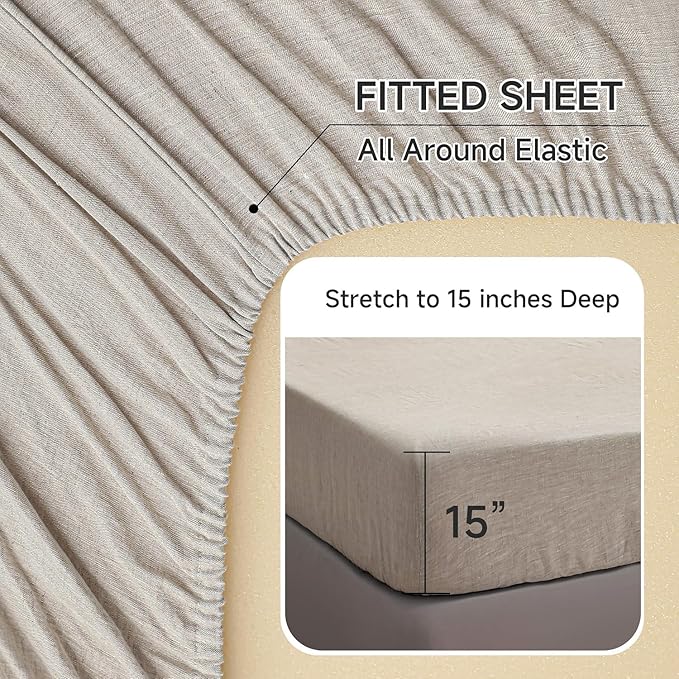 Linen Bed Sheet Set - King - 4 Piece