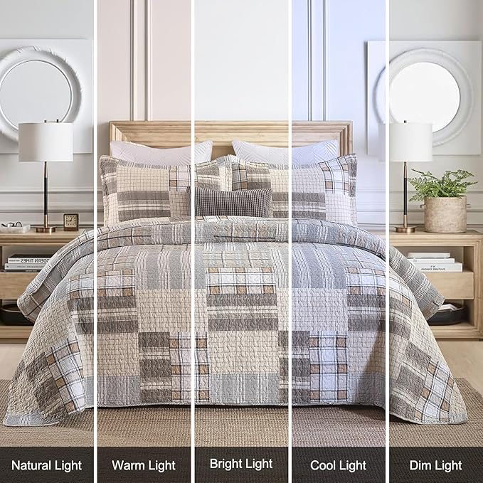 100% Cotton Quilt Set - King - 3 Piece