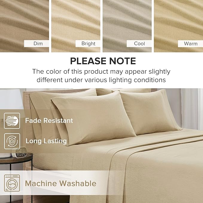 Flannel Bed Sheet Set - King - 4 Piece