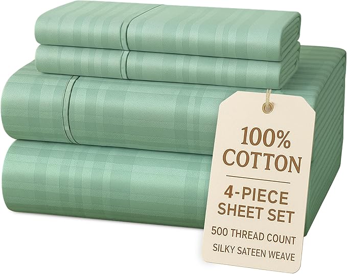 100% Cotton Bed Sheet Set - Twin - 15 in Deep Pocket - 4 Piece