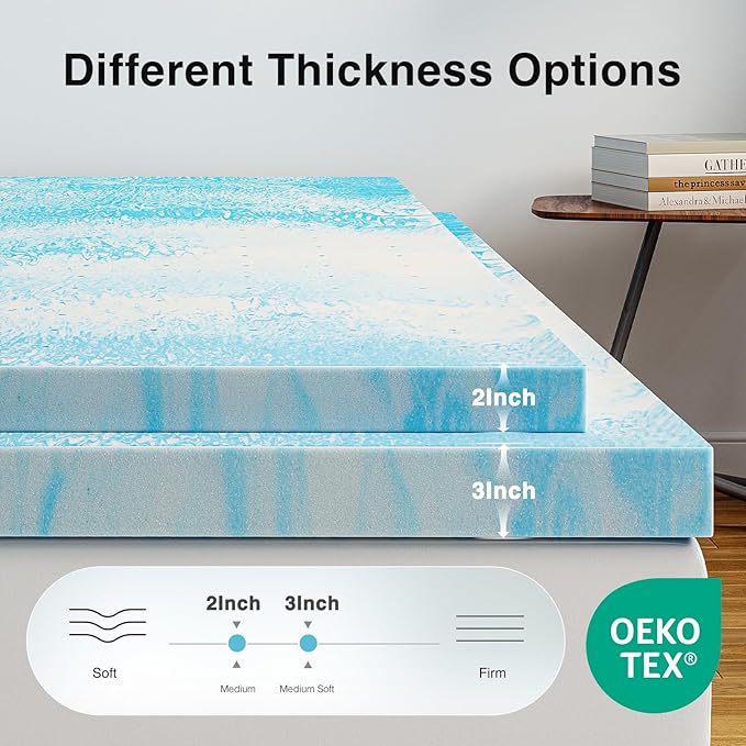 Memory Foam Cooling Mattress Topper - Queen