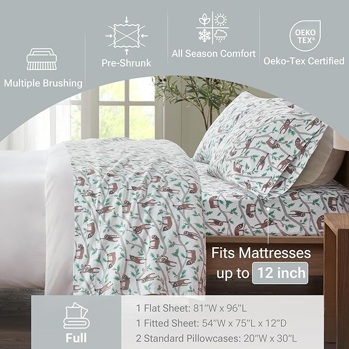 100% Cotton Bed Sheet Set - Full - 4 Piece