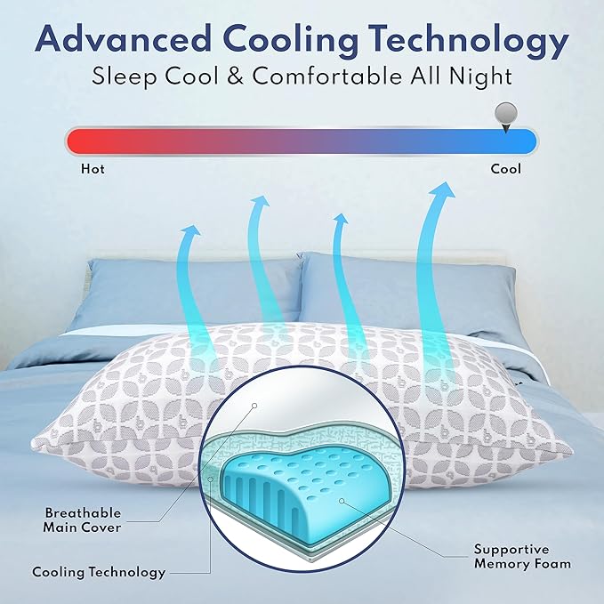 Memory Foam Cooling Bed Pillow - King