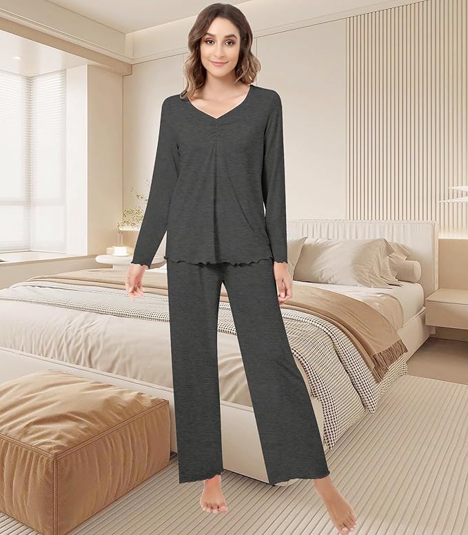 Women's Bamboo Pants Pajama Set - Long Sleeve - 2 Piece