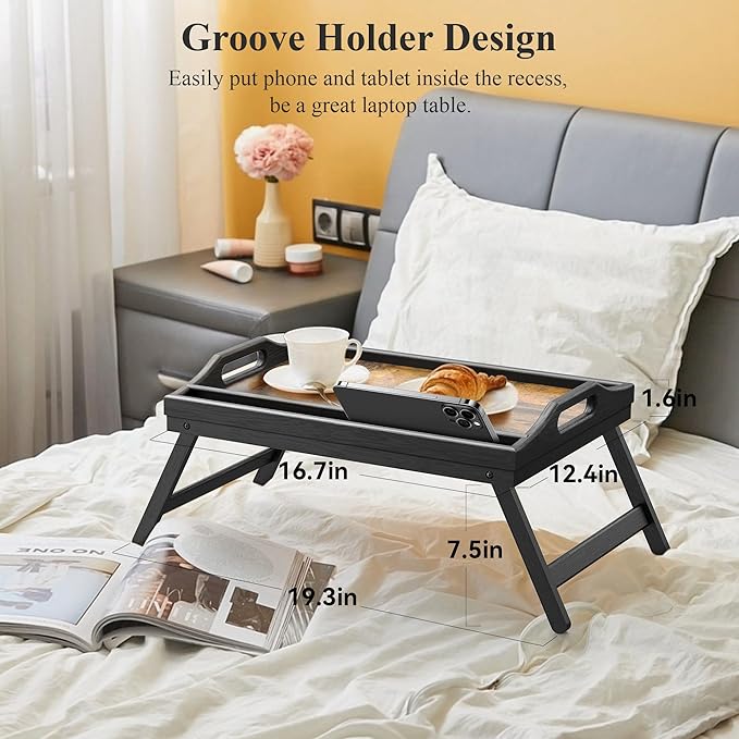 Bamboo Bed Tray - 16.92 x 12.6 in - 2 Pack