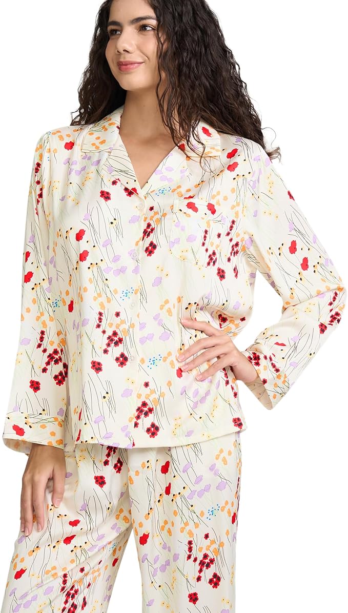 Satin Pajama Set - Long Sleeve - 2 Piece