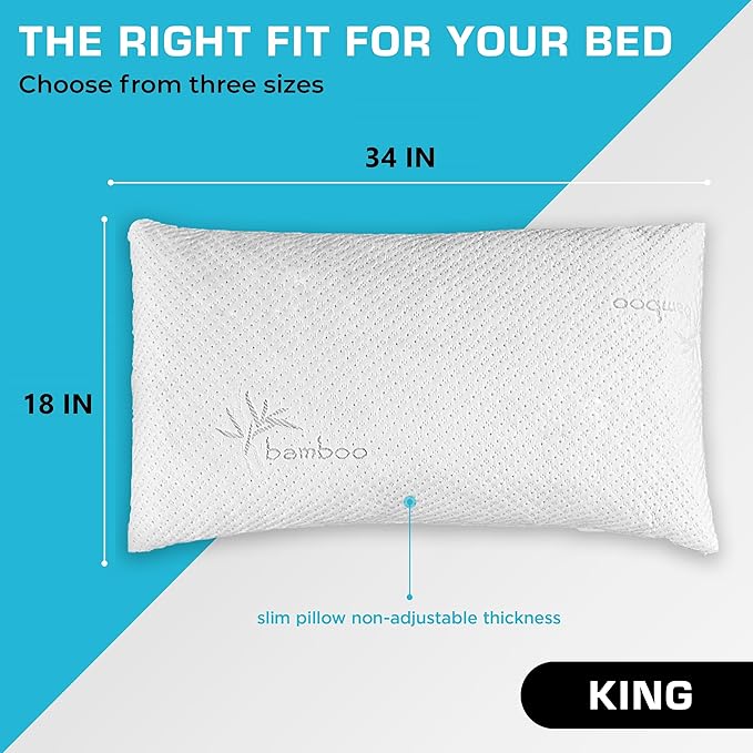 Memory Foam Cooling Bed Pillow - King - 2 Pack