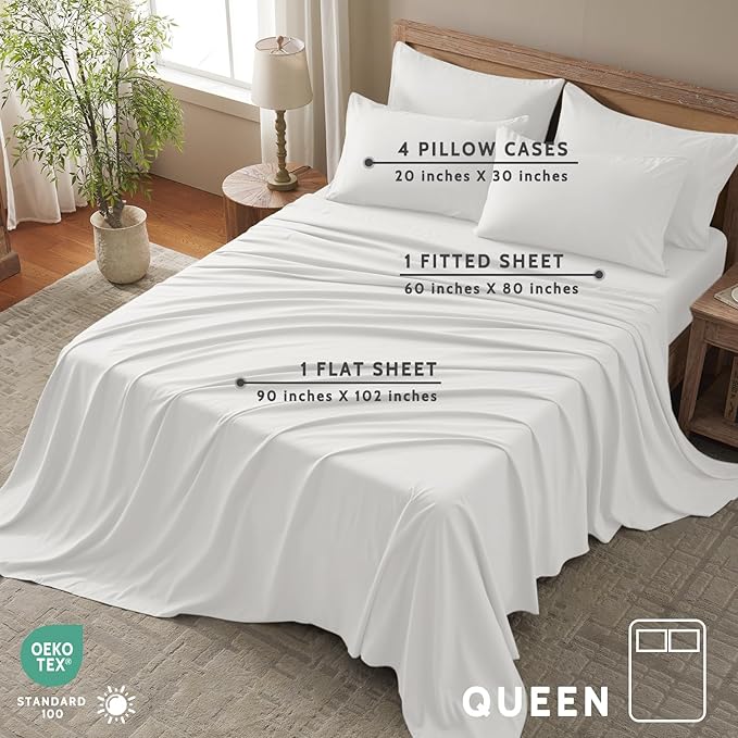 Cooling Bed Sheet Set - Queen - 16 in Deep Pocket - 6 Piece