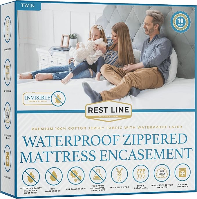 100% Cotton Waterproof Mattress Protector - Twin