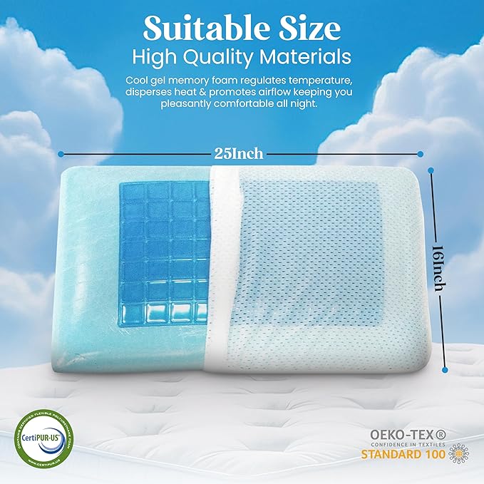 Memory Foam Cooling Bed Pillow - Standard