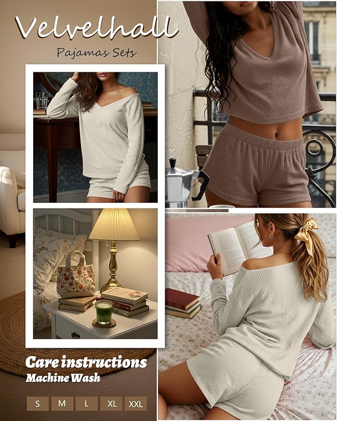 Women's Shorts Pajama Set - Long Sleeve - 2 Pack - 2 Piece