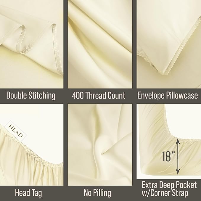 Bamboo Cooling Bed Sheet Set - Queen - 18 in Deep Pocket
