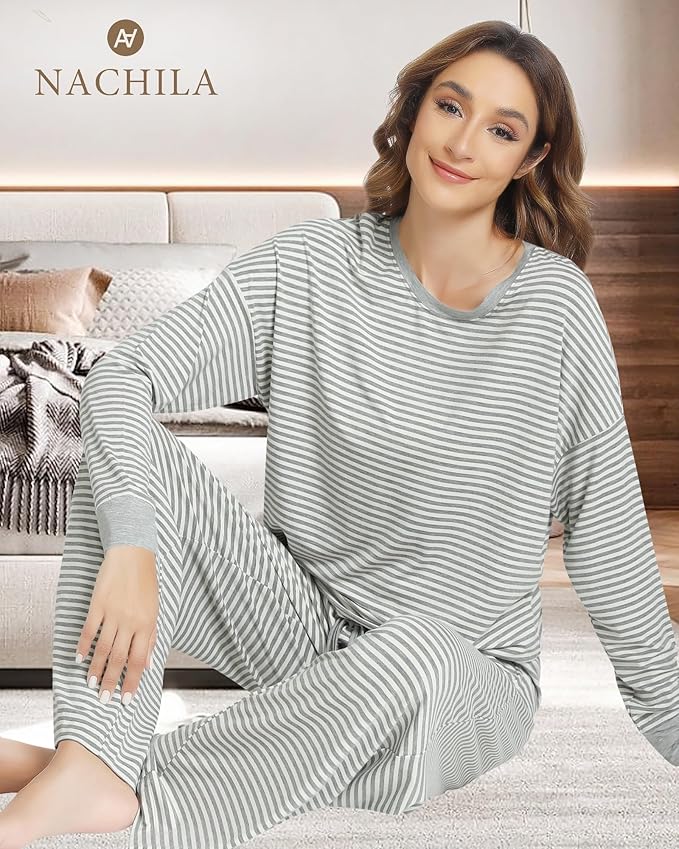 Women's Bamboo Pants Pajama Set - Long Sleeve - 2 Piece