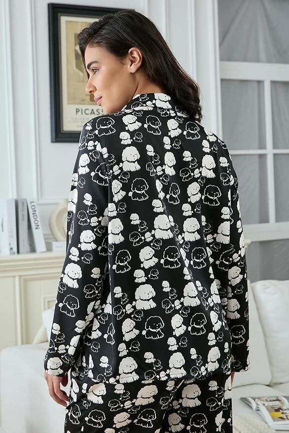Satin Pajama Set - Long Sleeve - 2 Piece