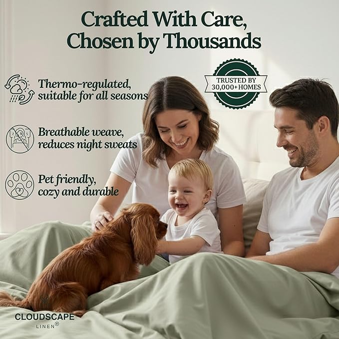 Linen Bed Sheet Set - King - 4 Piece
