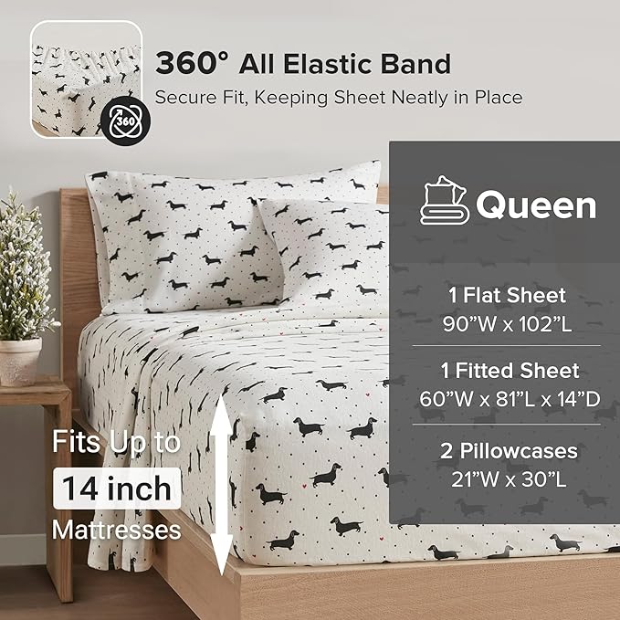 Flannel Bed Sheet Set - Queen - 4 Piece