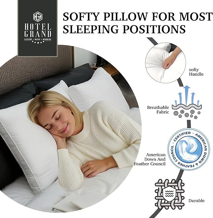 100% Cotton Bed Pillow - Queen - 2 Piece