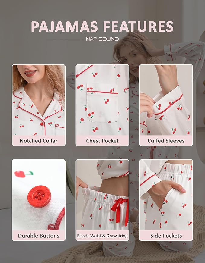 Women's 100% Cotton Pajama Set - Long Sleeve