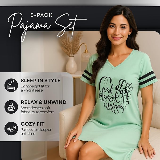 Women's Loungewear - Short Sleeve - 3 Pack