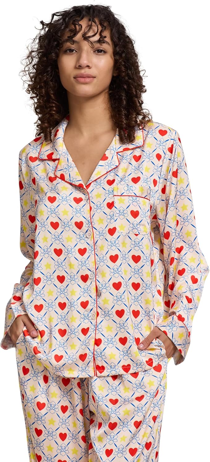 Satin Pajama Set - Long Sleeve - 2 Piece