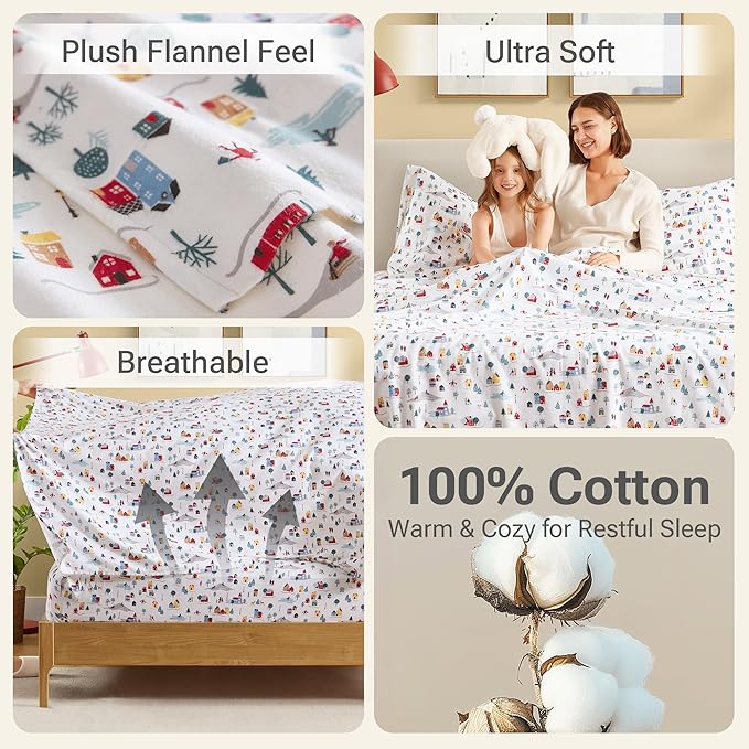 100% Cotton Bed Sheet Set - Full - 4 Piece
