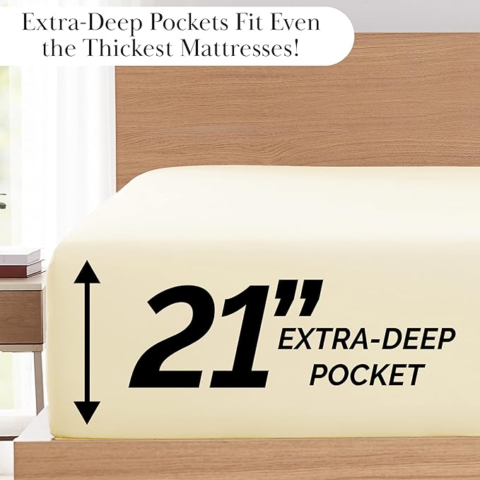 Microfiber Bed Sheet Set - Twin - 21 in Deep Pocket - 4 Piece
