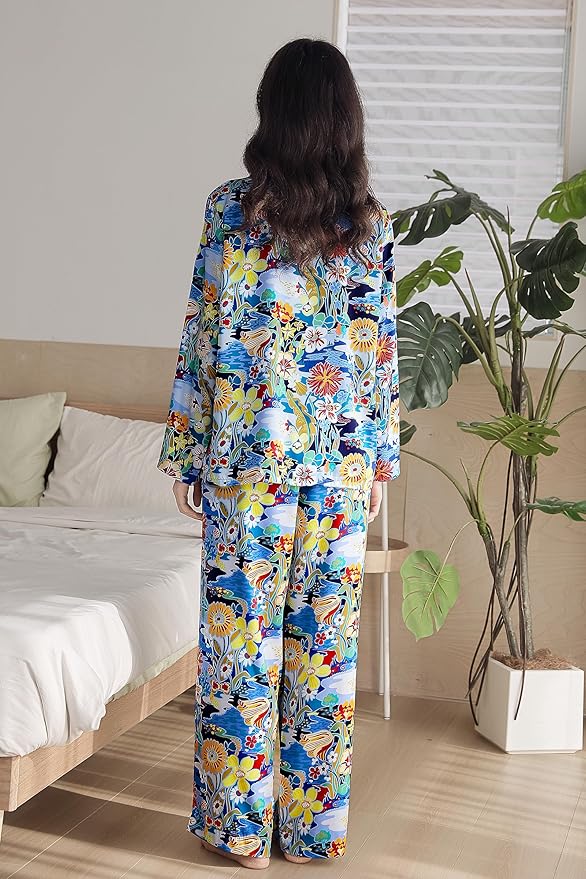Satin Pajama Set - Long Sleeve - 2 Piece