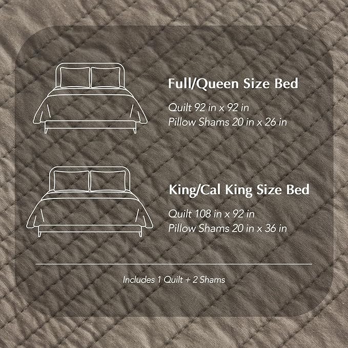 100% Cotton Quilt Set - King - 3 Piece