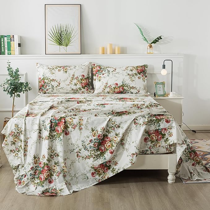 100% Cotton Bed Sheet Set - Twin XL - 4 Piece