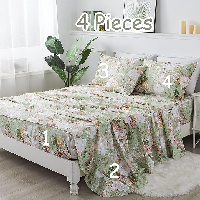 100% Cotton Bed Sheet Set - Full - 4 Piece