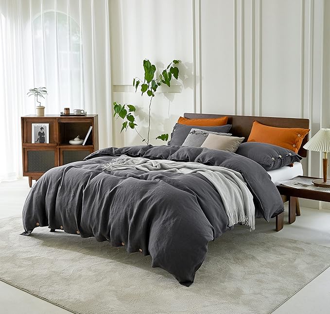 Linen Duvet Cover Set - King - 104 x 90 in - 3 Piece