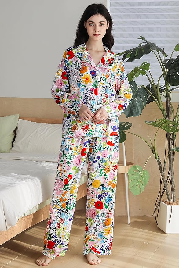 Satin Pajama Set - Long Sleeve - 2 Piece