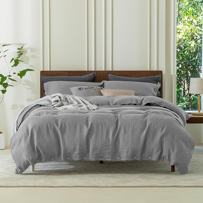 Linen Duvet Cover Set - Queen - 90 x 90 in - 3 Piece