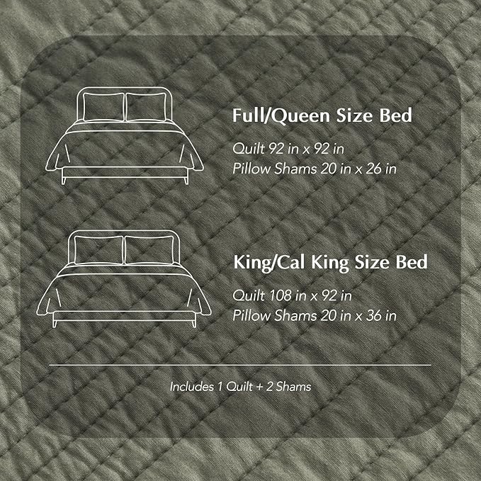 100% Cotton Quilt Set - King - 3 Piece