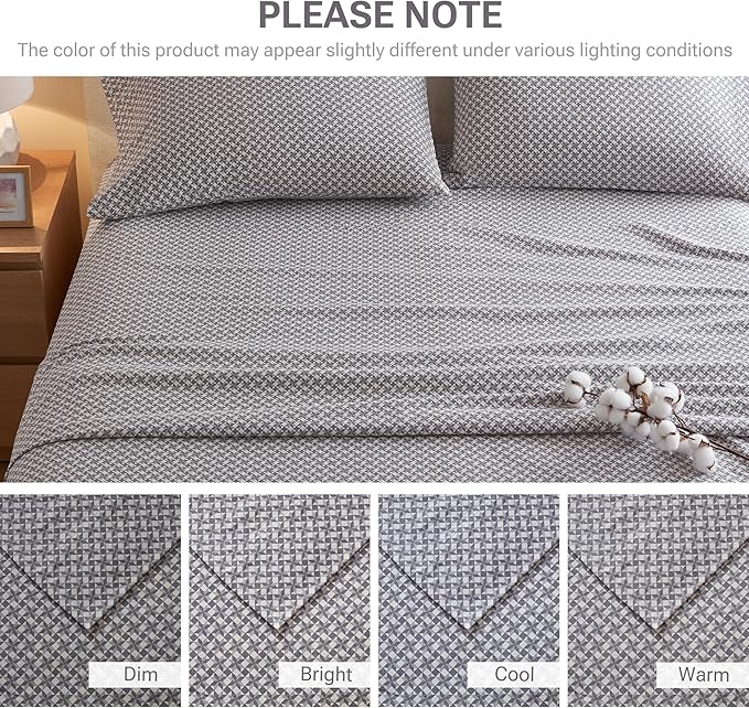 100% Cotton Bed Sheet Set - Queen - 4 Piece