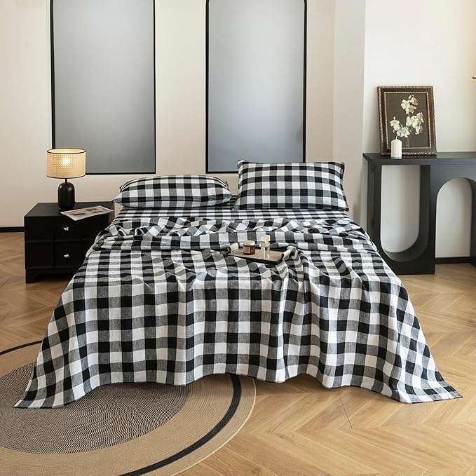 Linen Bed Sheet Set - Queen - 4 Piece