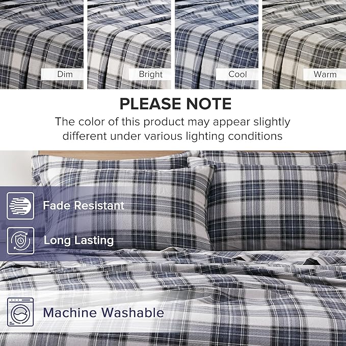 Flannel Bed Sheet Set - Queen - 4 Piece