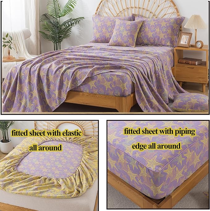 100% Cotton Bed Sheet Set - King - 4 Piece